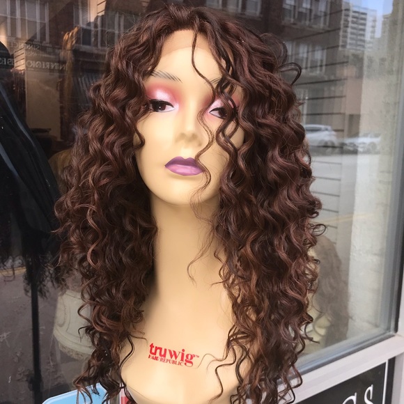 Brown Curly Wig Lacefront Human hair Blende Wig - Picture 6 of 8